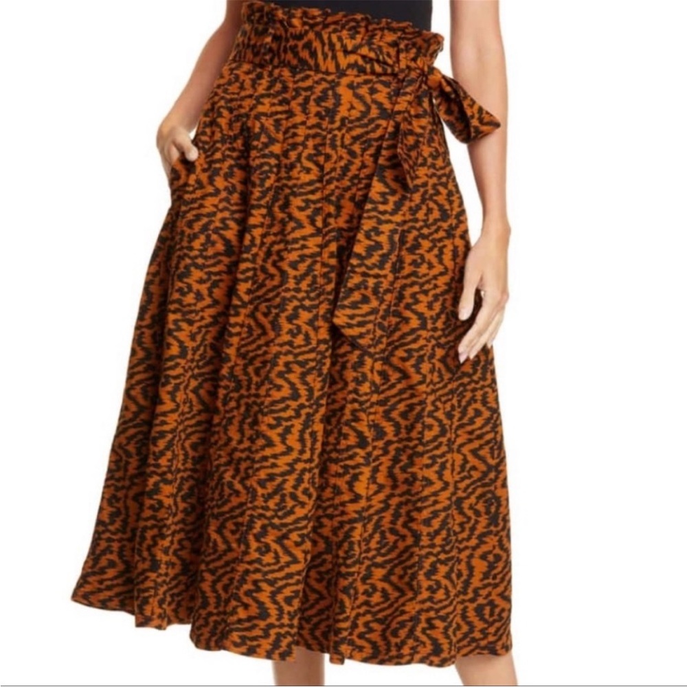 Ulla Johnson Orange and Black A-Line Skirt